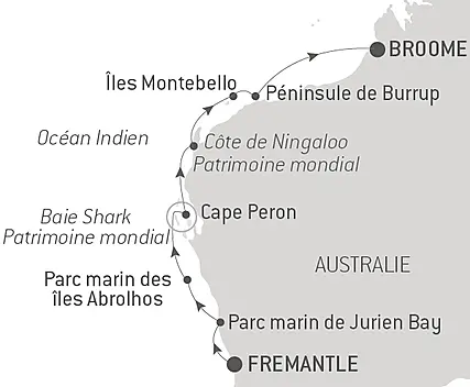 Découvrez votre itinéraire - Odyssée le long de la côte ouest australienne