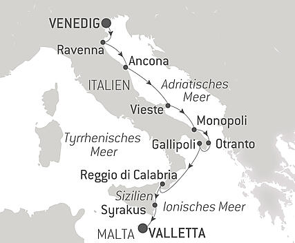 Reiseroute - Italien, zwischen Adria und dem Ionischen Meer