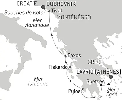 Découvrez votre itinéraire - Le Ponant d’île en île, d’Athènes à Dubrovnik