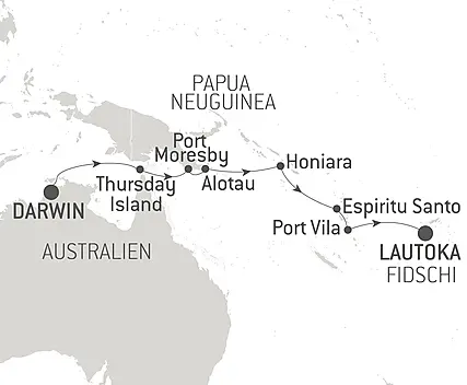 Reiseroute - Reise ins Herz von Melanesien