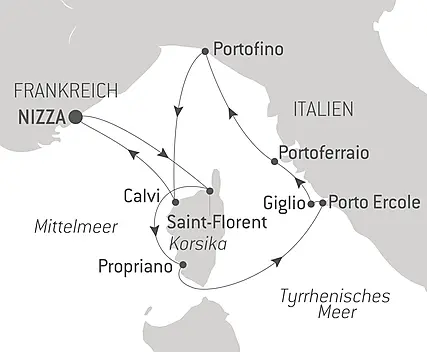 Korsika, die Insel der Schönheit, und die Küsten Italiens