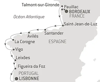 Découvrez votre itinéraire - Golfe de Gascogne et péninsule ibérique