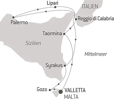 Reiseroute - Unberührte Ufer Siziliens