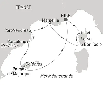 Découvrez votre itinéraire - Eclipse solaire totale en mer Méditerranée 