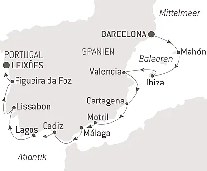 Reiseroute - Inselschätze und iberische Küsten