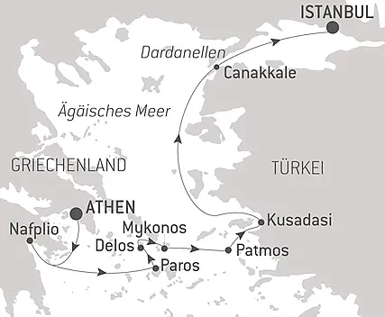 Reiseroute - Cruising the Aegean: Turkey and the Greek Isles – with Smithsonian Journeys