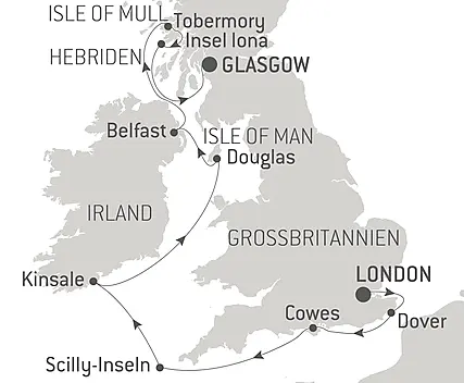 Reiseroute - Reise zu den Kelten: Die Hebriden und die Irische See – mit Smithsonian Journeys