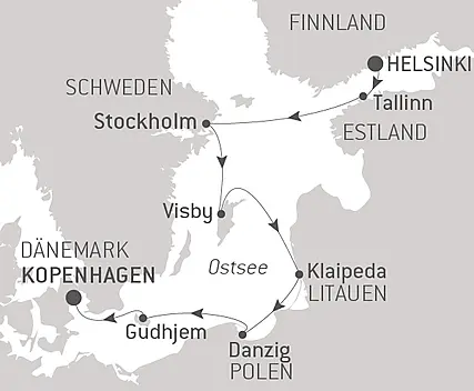 Reiseroute - Cruising the Historic Cities of the Baltic Sea – with Smithsonian Journeys