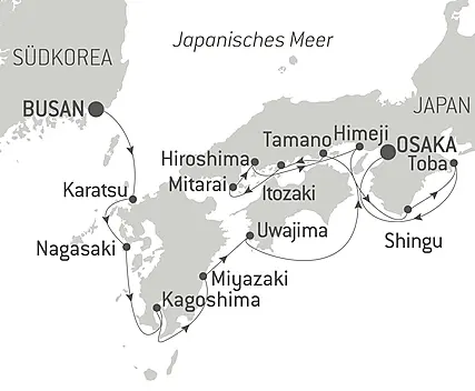 Reiseroute - Im Herzen des ursprünglichen Japans