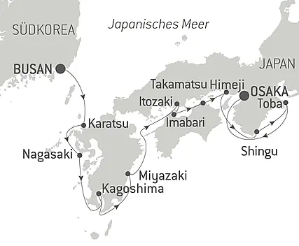 Reiseroute - Im Herzen des ursprünglichen Japans