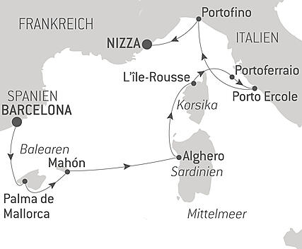 Reiseroute - A Solar Eclipse at Sea: Voyage Across the Western Mediterranean – with Smithsonian Journeys