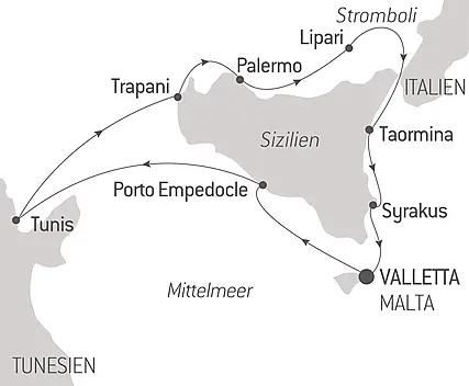 Reiseroute - A Circumnavigation of Sicily – with Smithsonian Journeys