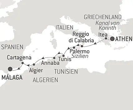 Reiseroute - Antike Küsten des Mittelmeers