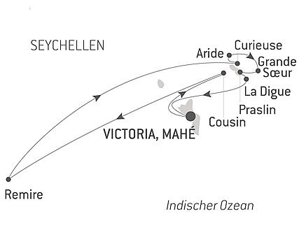 Reiseroute - Highlights der Seychellen 