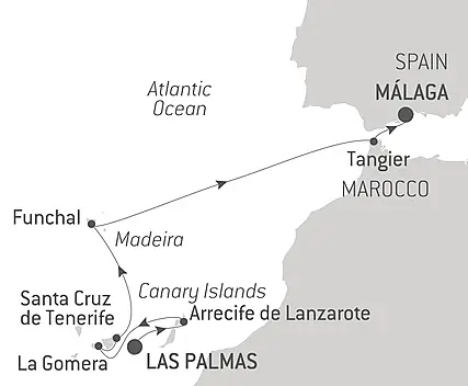 Your itinerary - Atlantic Odyssey from the Canary Islands to the Iberian Peninsula 