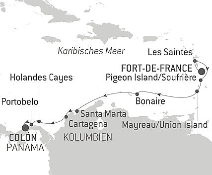 Reiseroute - Panama, Kolumbien und karibische Inseln 