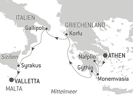 Reiseroute - Antike Städte des Mittelmeers