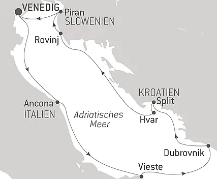 Reiseroute - Küsten der Adria