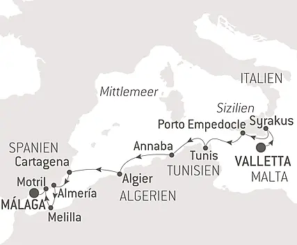 Reiseroute - Antike Küsten des Mittelmeers