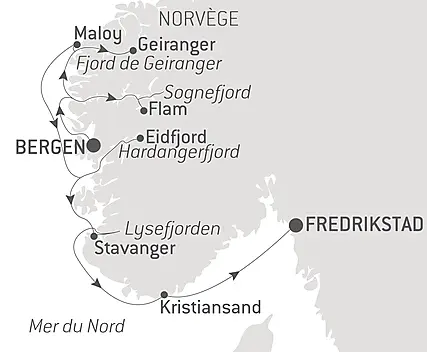 Découvrez votre itinéraire - Légendaires fjords de Norvège