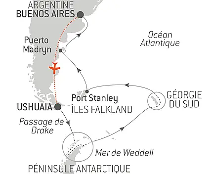 Découvrez votre itinéraire - Voyage en terres australes et péninsule Valdés