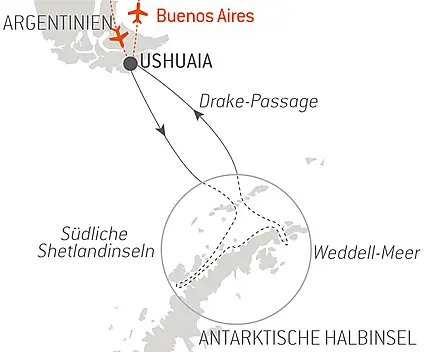 Reiseroute - A Antarktis: Der Weiße Kontinent – mit Smithsonian Journeys