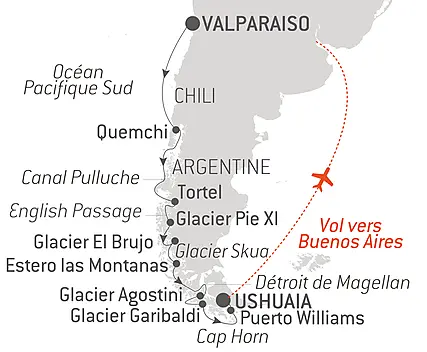 Découvrez votre itinéraire - L’essentiel des fjords chiliens