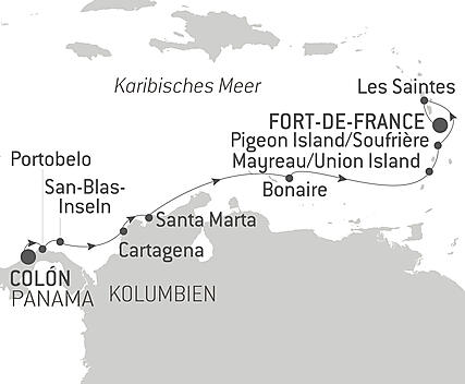 Reiseroute - Panama, Kolumbien und karibische Inseln 