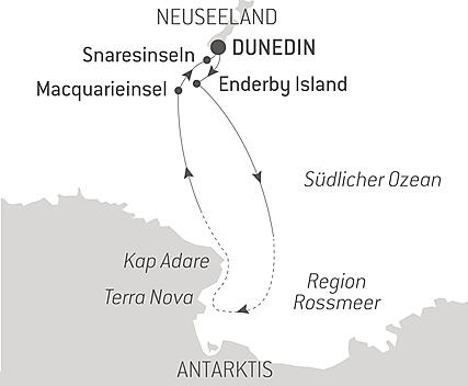 Reiseroute - Expedition Rossmeer - auf Scotts & Shackletons Spuren