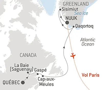 Découvrez votre itinéraire - Derniers instants d’hiver, du Saint-Laurent au Groenland  