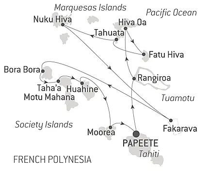 Your itinerary - Marquesas, The Tuamotus & Society Islands