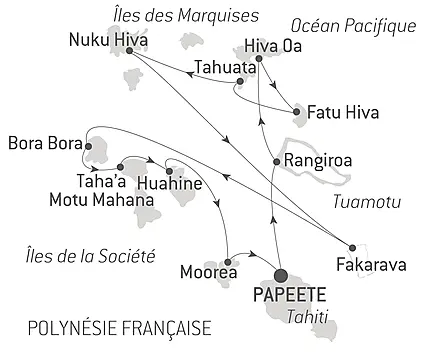 Marquises, Tuamotu et îles de la Société