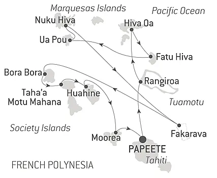 Your itinerary - Marquesas, The Tuamotus & Society Islands