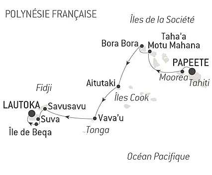 Îles Fidji, Tonga, Cook et îles de la Société