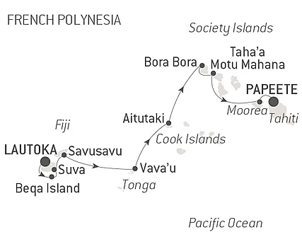 Îles Fidji, Tonga, îles Cook et îles de la Société