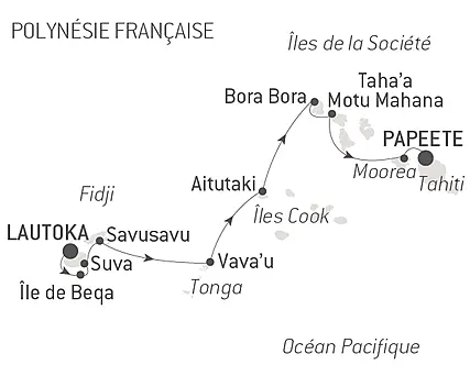 Îles Fidji, Tonga, îles Cook et îles de la Société