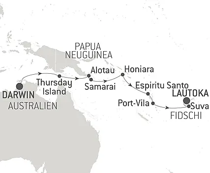Reiseroute - Reise ins Herz von Melanesien