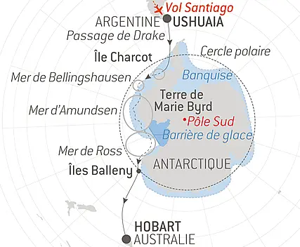 Découvrez votre itinéraire - Entre deux continents, terres inexplorées d’Antarctique