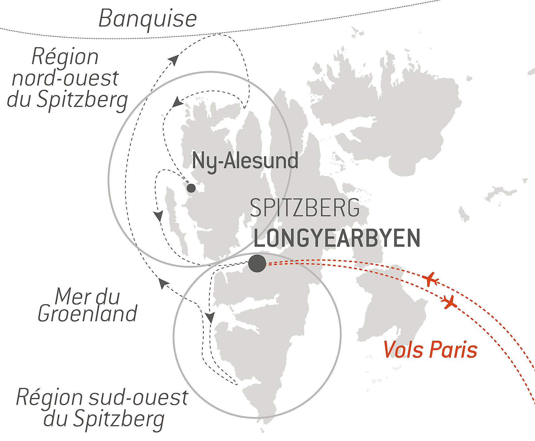 Fjords and glaciers of Spitsbergen Itinerary Map