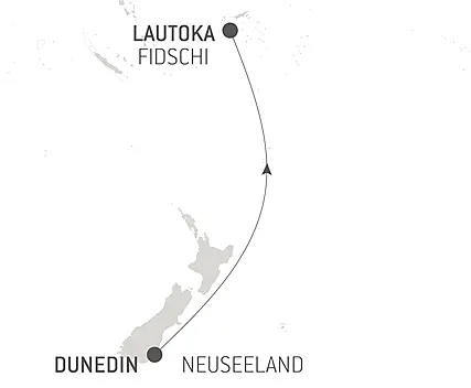 Reiseroute - Ozean-Kreuzfahrt: Dunedin - Lautoka