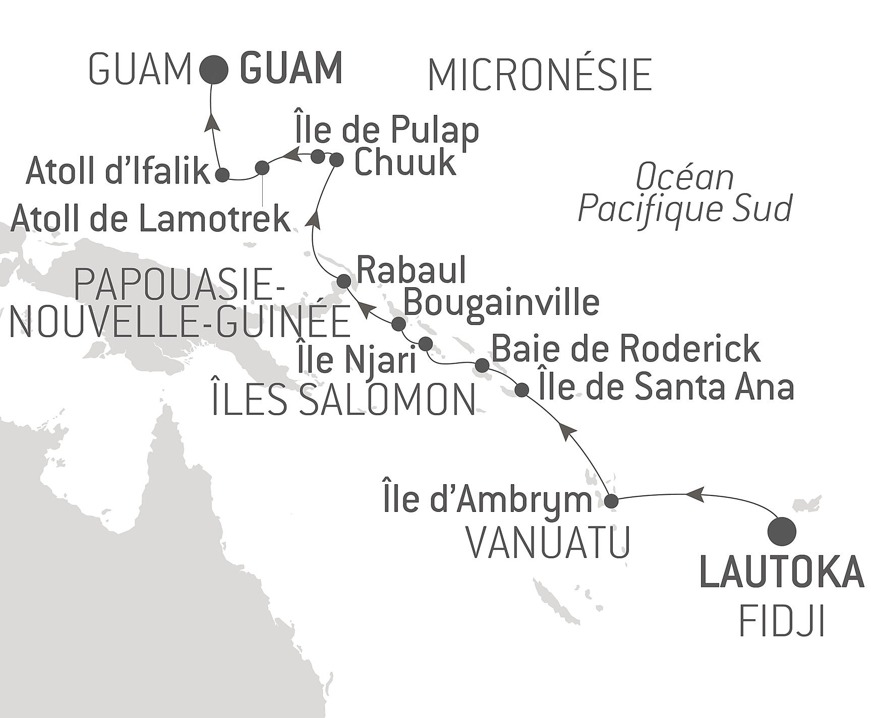 From Fiji to Micronesia Itinerary Map