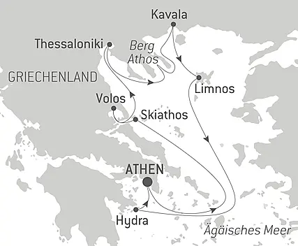 Reiseroute - Herbstliche Milde in der Ägäis