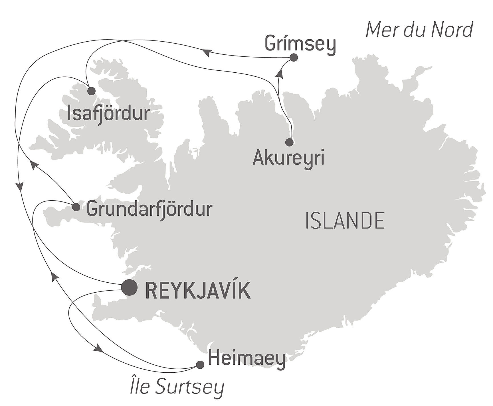 Icelandic mosaic Itinerary Map