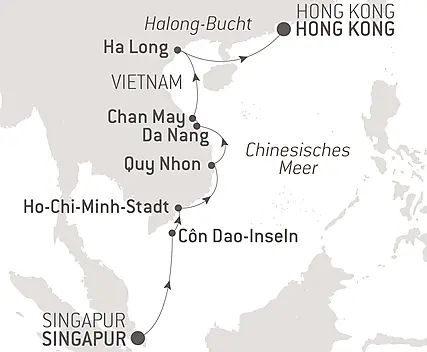 Reiseroute - Die Küste Vietnams auf dem Seeweg: Von Singapur nach Hongkong – mit Smithsonian Journeys