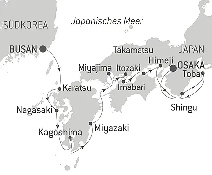 Reiseroute - Im Herzen des ursprünglichen Japans