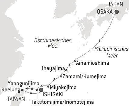 Reiseroute - Abenteuer in die subtropischen Inseln Japans