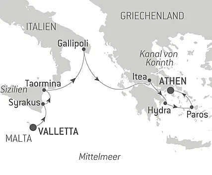 Reiseroute - Antike Schätze des Mittelmeeres