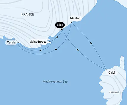 Your itinerary - Corsica and the French Riviera