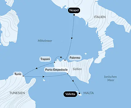 Reiseroute - Auszeit im Mittelmeer 