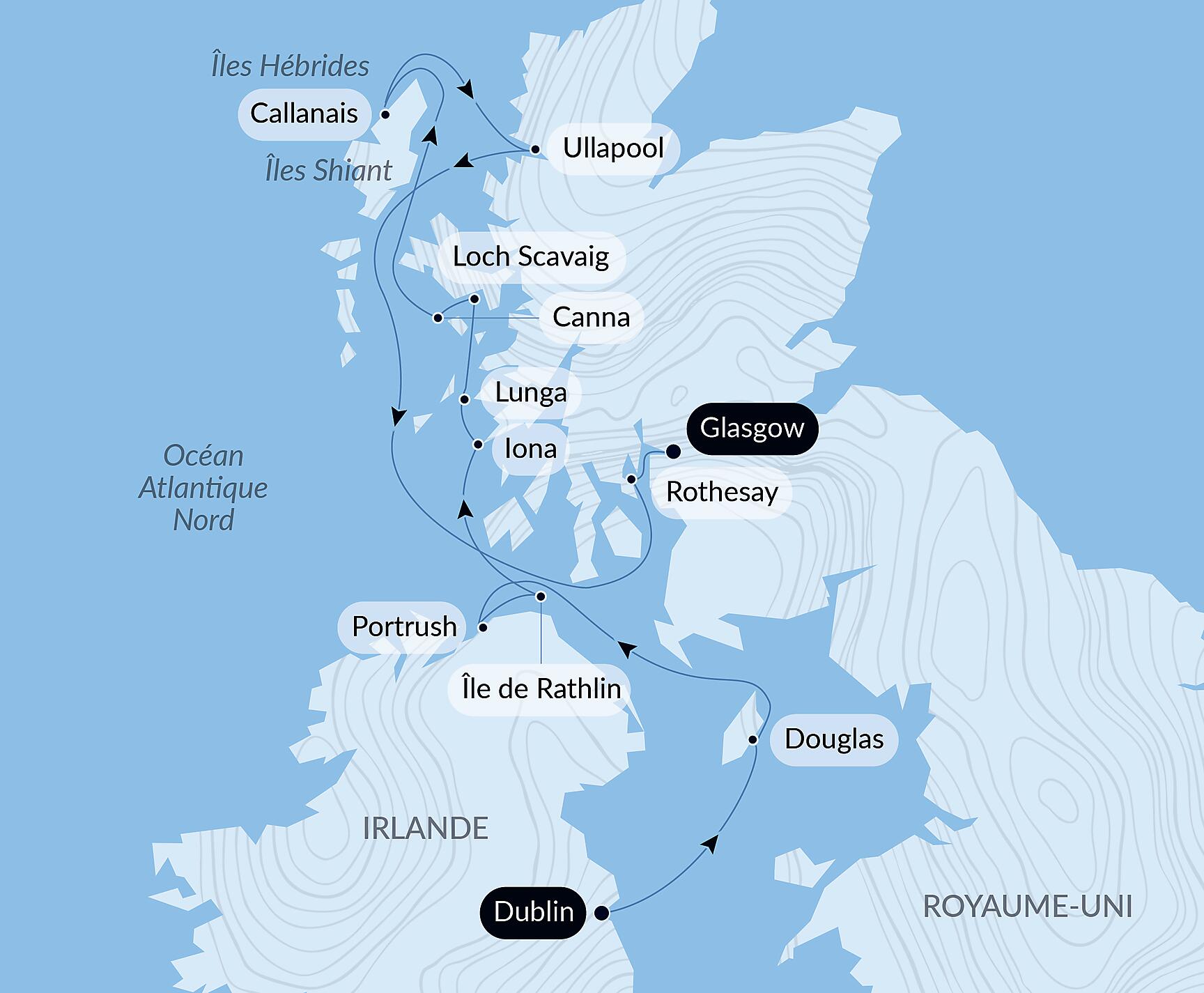 The Hebrides archipelago, a journey deep into the heart of the wilderness Itinerary Map